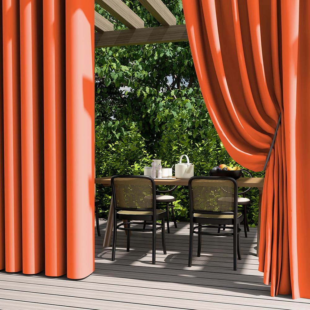 Cortinas para pergolas jardin terraza patio balcon impermeables y opacas naranja