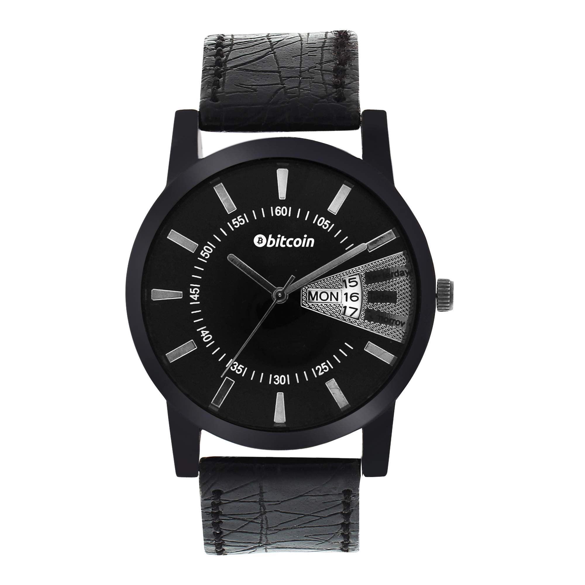 BITCOIN Latest Fashion Black Round Dial with Day & Date Indicator Wrist Watches for Men (B092J5G1SB) Amazon Price History, Amazon Price Tracker