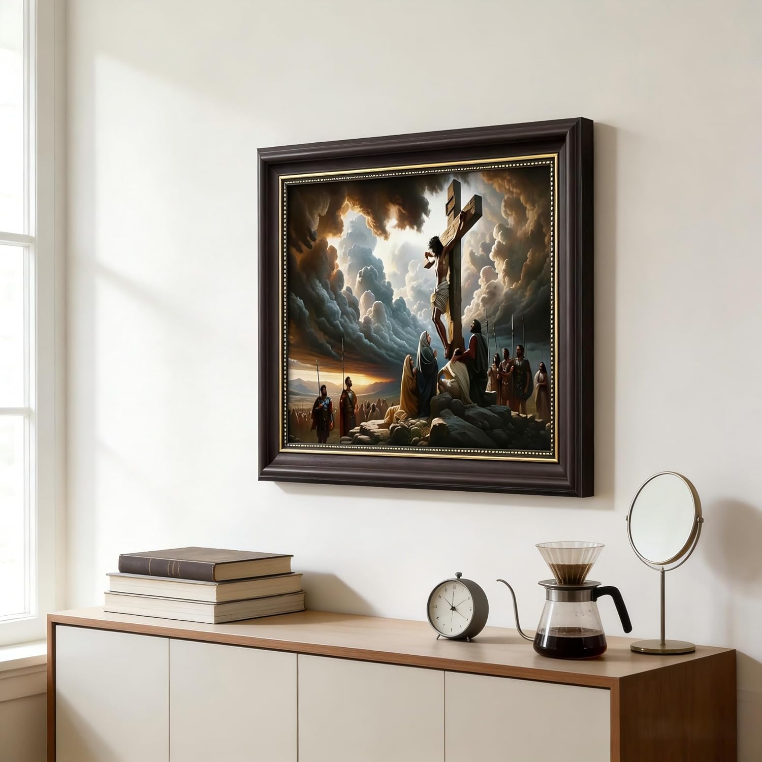 Framed Jesus Canvas Wall Art Good Friday Wall Decor Paintings Christian The Cross Poster Print Picture for Living Room Bedroom Church Decoration 12x16 inch