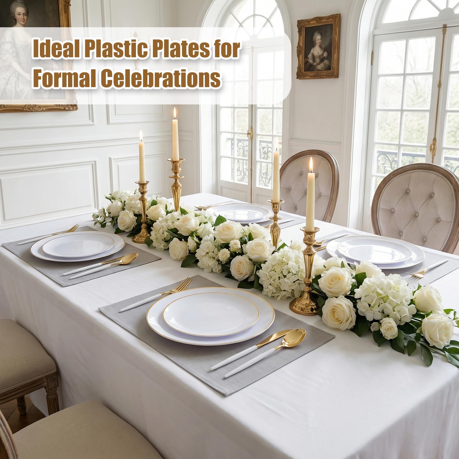 Gold Disposable Plates & Cutlery Set - Party Wedding -9
