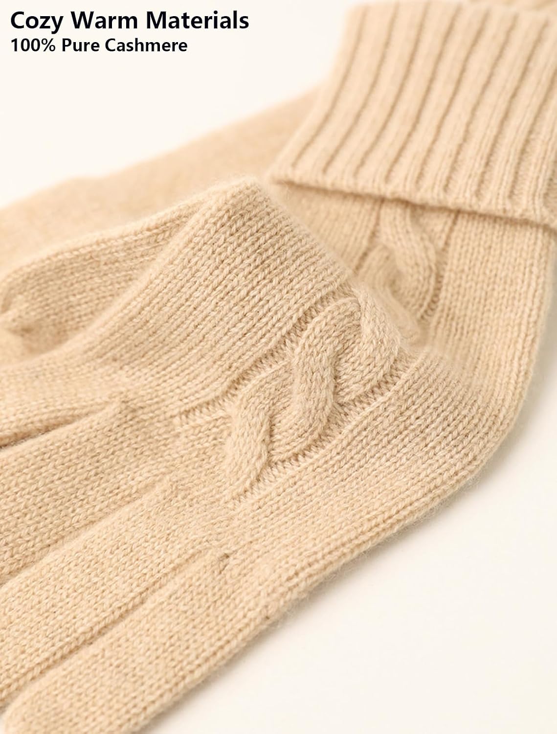 YUONNY Women's Cashmere Twisted Five-Finger Gloves, Winter Thermal Knitted Gloves, Soft Warm Elastic Cuff Full Fingers Mitten