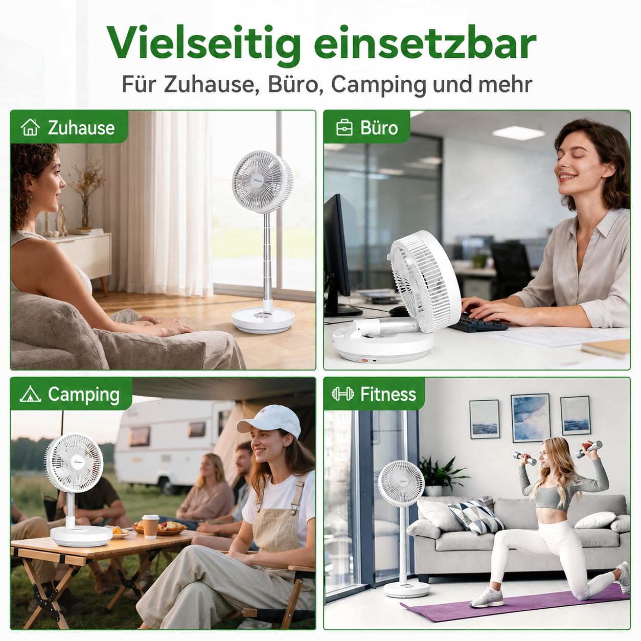 Faltbarer Ventilator mit Fernbedienung 10000mAh Akku Typ-C-Anschluss