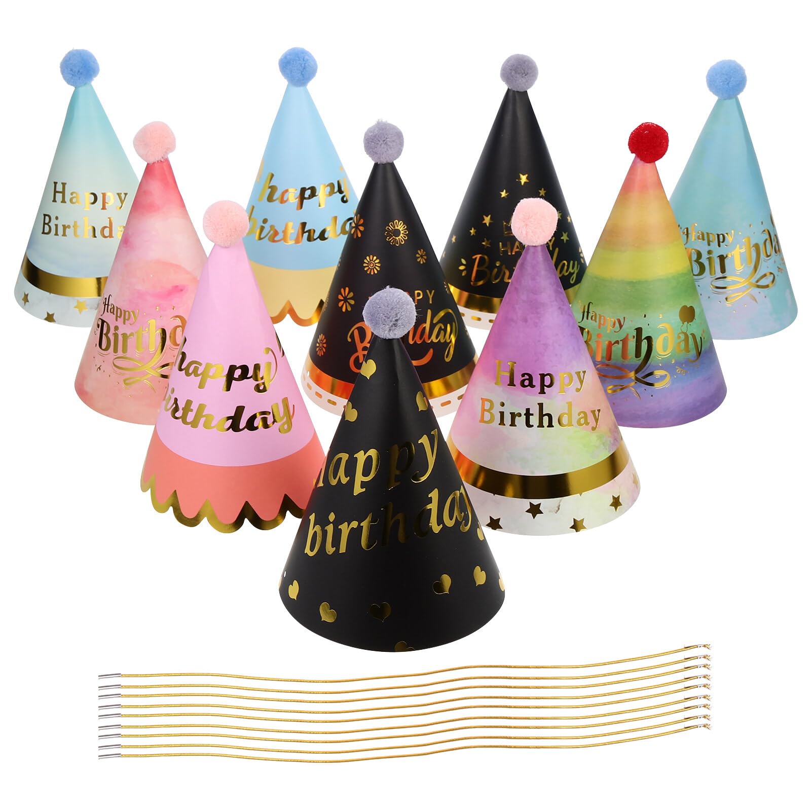 6 Mini Chapeaux De Fête Pour Peluches Et Petits Animaux - En Feutre, élastique Réglable - Décorations Anniversaire