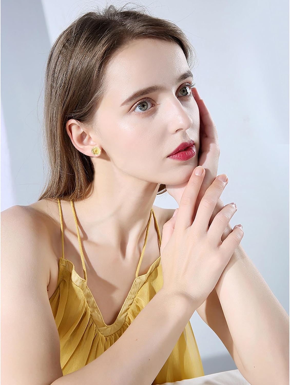 Dainty Tiny Acrylic Withered Rose Flower Camellia Stud Earrings Aesthetic Floral Earrings For Women image 2