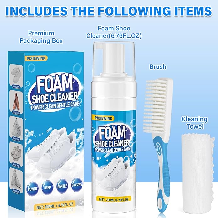 Limpia calzado 6.76 fl oz kit con cepillo y paño para zapatillas miniatura 7