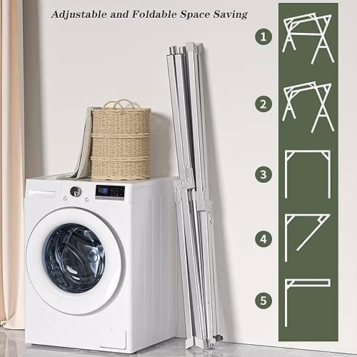 Miniatura 4 de Estante de secado de ropa de acero inoxidable, estante para secadora de ropa al aire libre, estantes para lavandería, tendedero plegable para