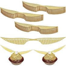 Golden Glitter Wings Cake Toppers - 50 Pcs Gold Wings Decorations for Cupcakes, Wizard & Other Anniversary/Birthday Parties