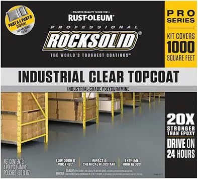 RockSolid Professional Industrial Floor High Gloss Clear Coating Kit | 20X Stronger Than Epoxy, Industrial Floor Protection, Chemical & Abrasion Resistance, Commercial & Garage, Covers 1000 Sq Ft