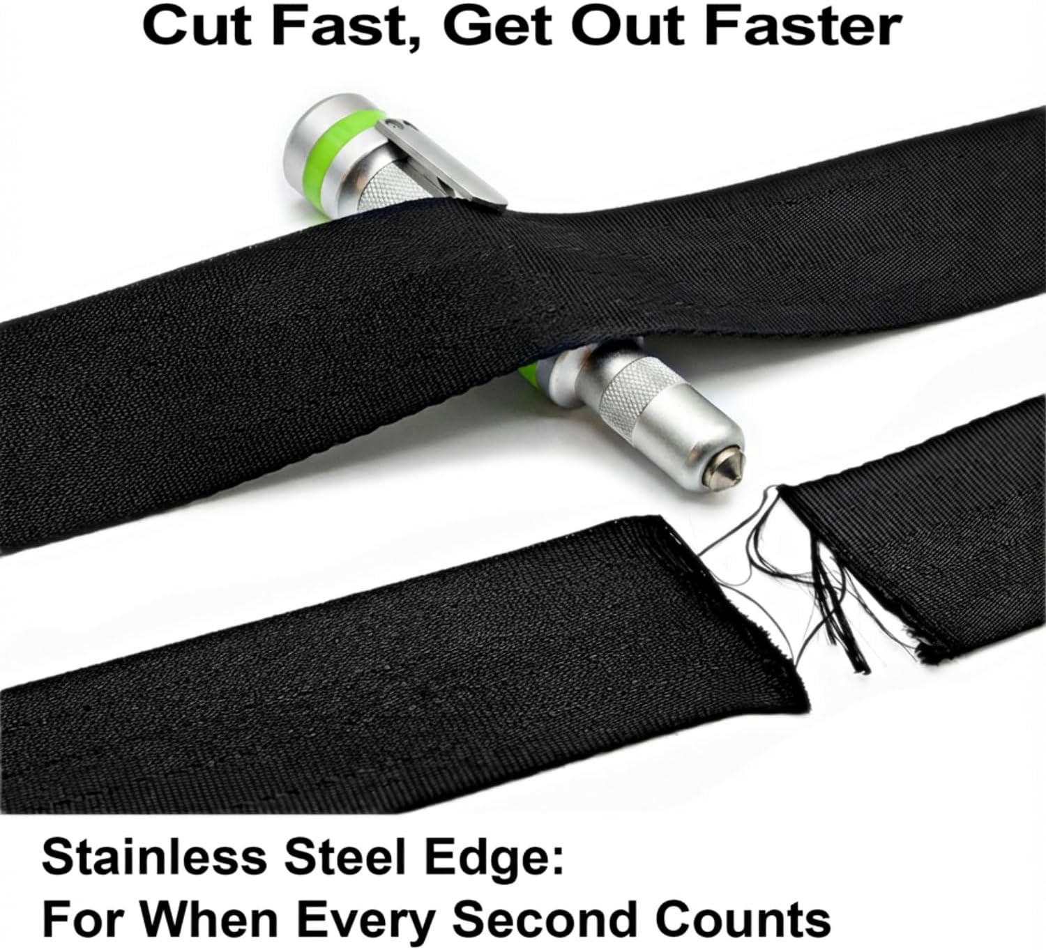 2-in-1 Car Window Breaker Seatbelt Cutter, Emergency Escape Tool, Under Water Glass Breaker Hammer, Window Punch with Upgraded Tungsten Tip, Glow-in-the-Dark, Spring Loaded Car Safety Tool