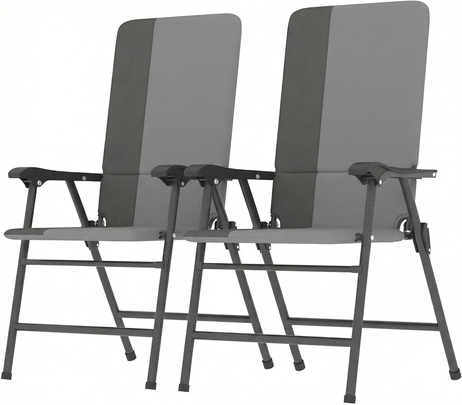 Outsunny Folding Patio Chairs Set of 2, Padded High Back Folding Lawn Chairs with Armrests, 600D Oxford Fabric, Portable Outdoor Camping Chair Set for Deck, Garden, Backyard, Light Gray