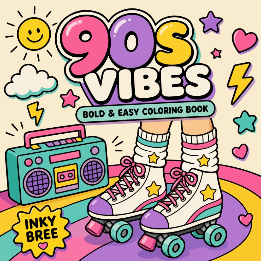 90s Vibes: Bold & Easy Coloring Book