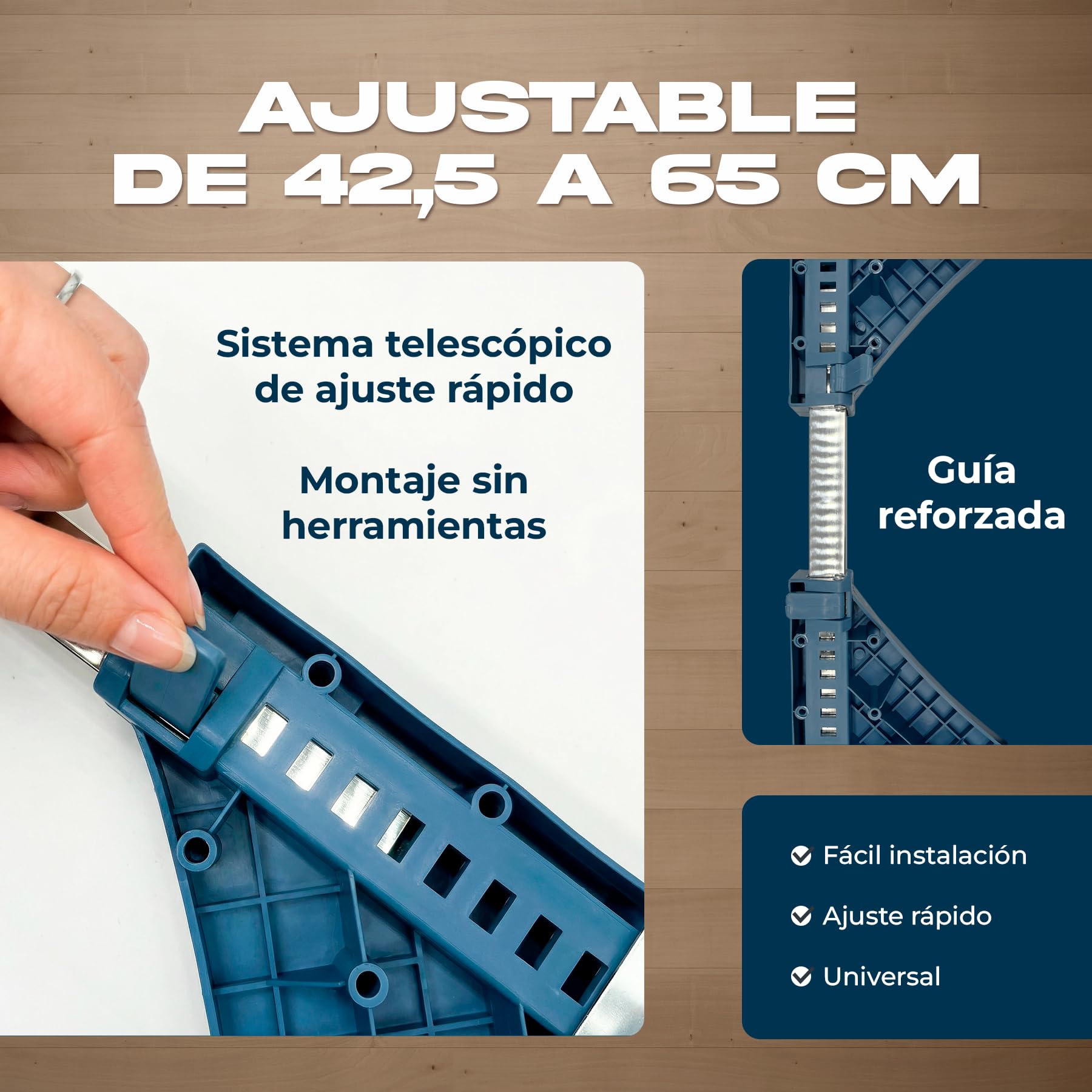 Base Regulable Carro para Lavadora con Ruedas Cia&Co – Soporte Ajustable 42,5–65 cm – Plataforma Móvil profesional hasta 300 kg – Para Frigorífico, Secadora y Electrodomésticos (BASE + 4 RUEDAS)