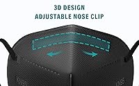 Vista 4 de LEMENT 25 piezas de Máscaras faciales KN95, Negro, Máscaras de seguridad para polvo de copa de 5 capas con filtro de eficiencia ≥95%, Máscaras