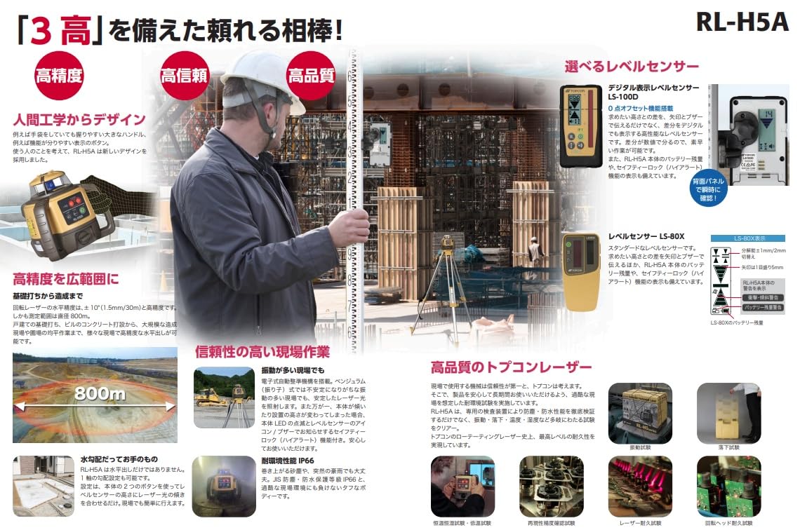 中古 トプコン ローティングレーザー RL-H5A / レベルセンサー RS-80L TOPCON 回転レーザー トプコン ローテーティングレーザー RL-H5A+LS-100D 乾電池パッケージ