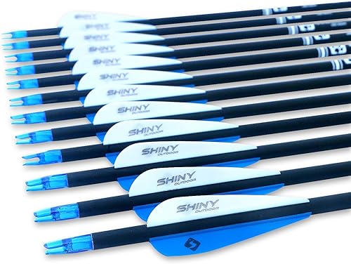 Miniatura 44 de Flecha de carbono de 30 pulgadas con puntas extraíbles para arco compuesto y recurvo (paquete de 12 unidades)