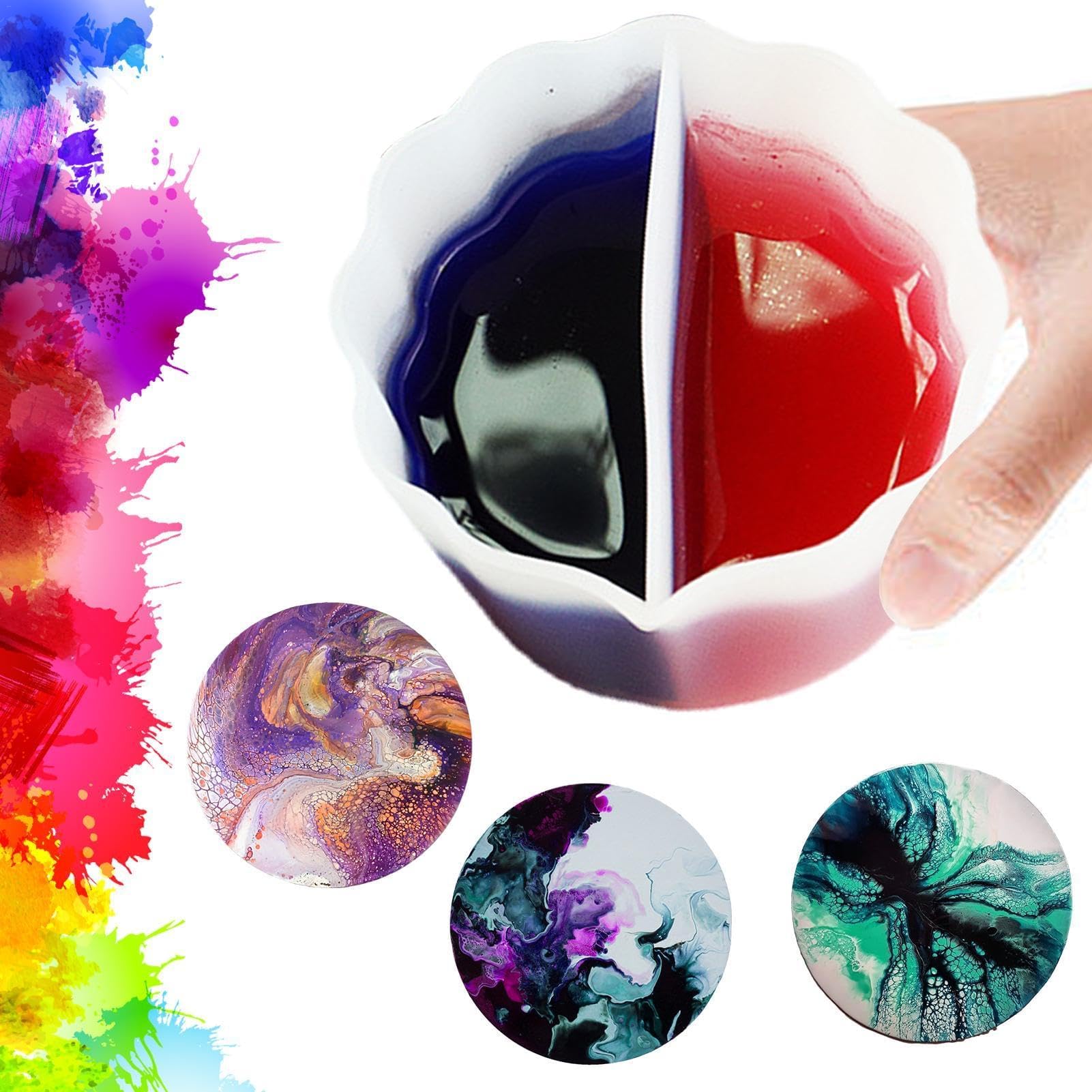Silicone Split Cups - Epoxy Resin Tools,Thicken and Reusable Resin Mixing Cups with 2/3/4/5 Channels for -Jewelry-Making -Crafts