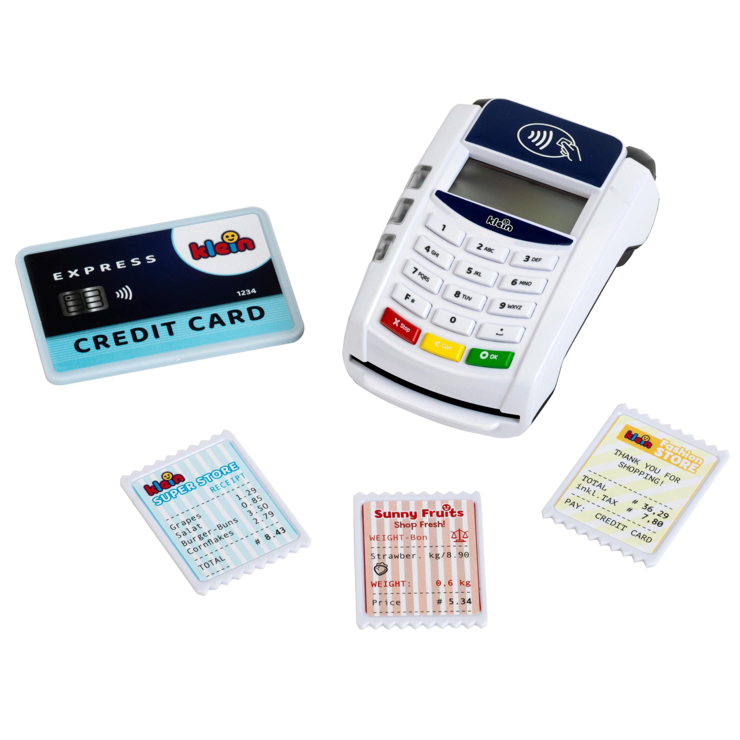 Theo Klein 7266 Pay Terminal with Light & Sound | Battery-powered addition to toy cash registers | Incl. Contactless payment function | Toy for children from 3 years old