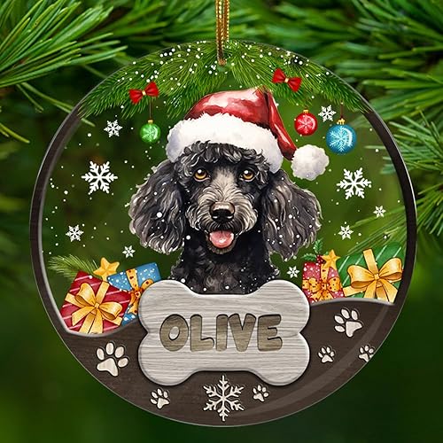Miniatura 19 de Adorno personalizado de Yorkie para Navidad, adornos personalizados con nombre de mascota, adornos acrílicos para colgar en el árbol de la puerta