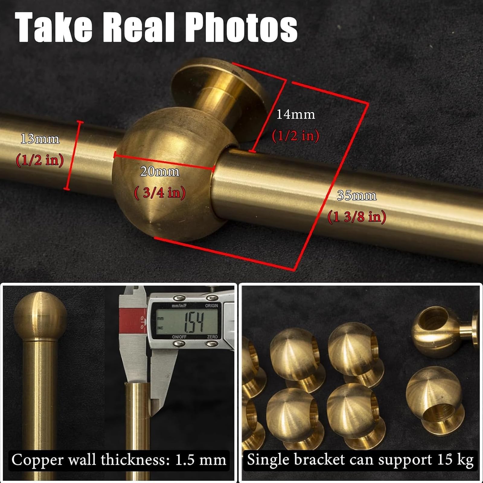 Kit de riel Decorativo para galería de Cuadros con Varillas y Cadenas de latón. (35.4in/0.9m/2.9ft)
