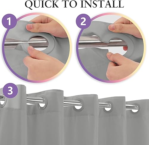 Miniatura 4 de River Dream Cortina de ducha de tela de hotel sin gancho, microfibra suave e impermeable, cortina de ducha de tela o forro, lavable e imanes