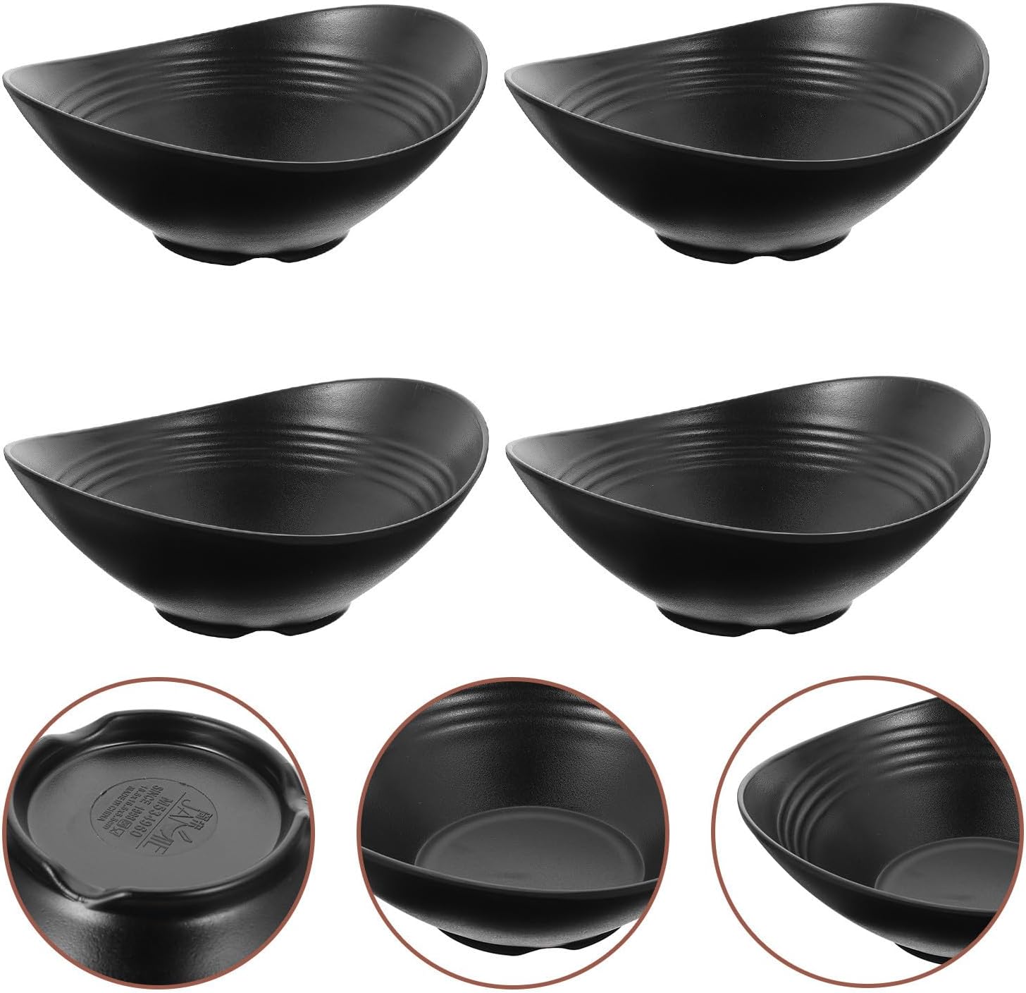 TIDTALEO 4pcs Japanese Style Non-slip Noodle Bowls 750ml Melamine Soup Bowls Set Easy to Clean for Rice and Salad for Restaurant and Dining Room Use