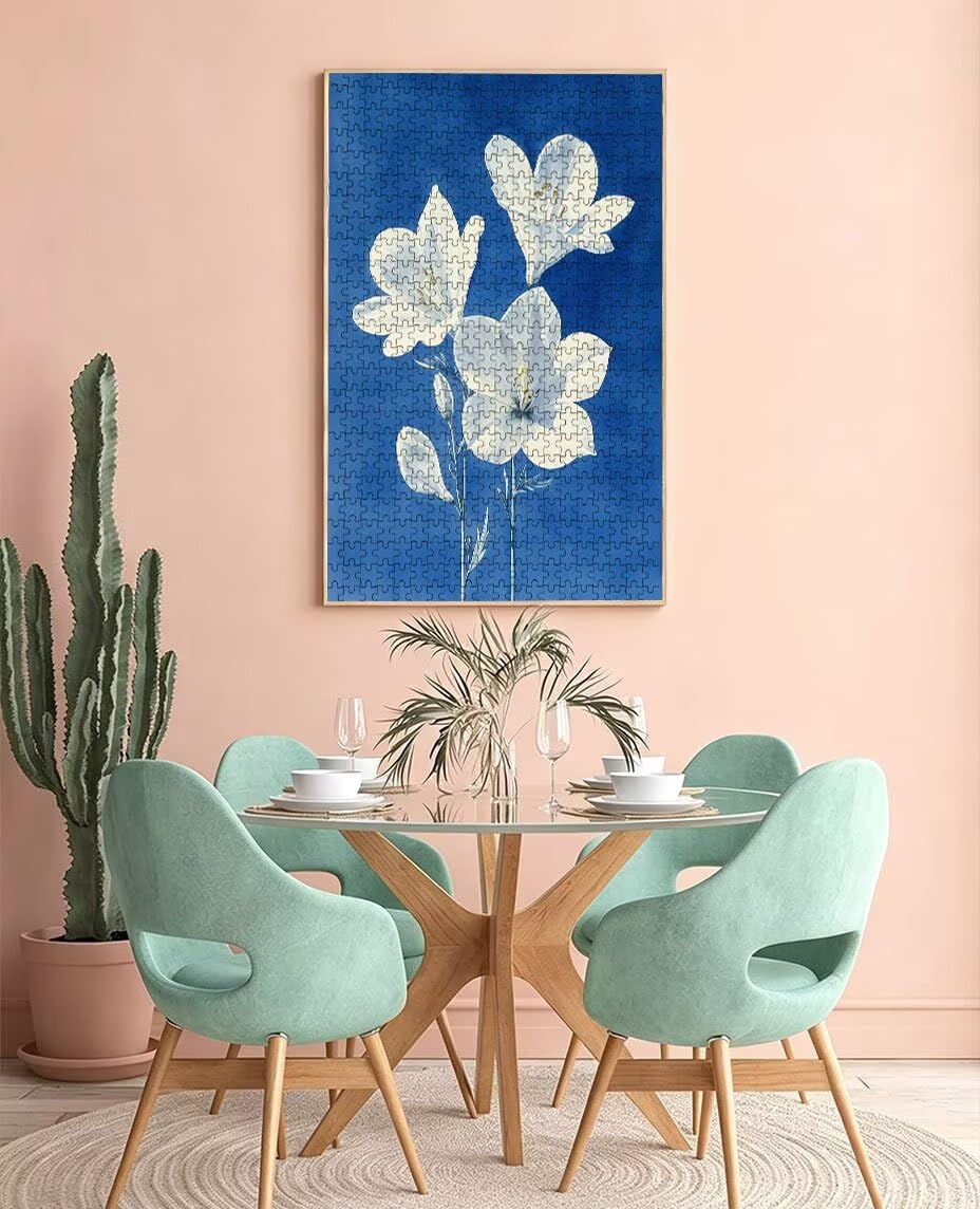 Puzzle 1000 Pezzi Fiori Bianchi 3D Puzzle per Adulti Impegnativo, Educa Puzzles Artistico, Divertente E Stimolante Puzzles Decorativo per La Famiglia, Regalo e Decorazione Pareti BXHZW6-40