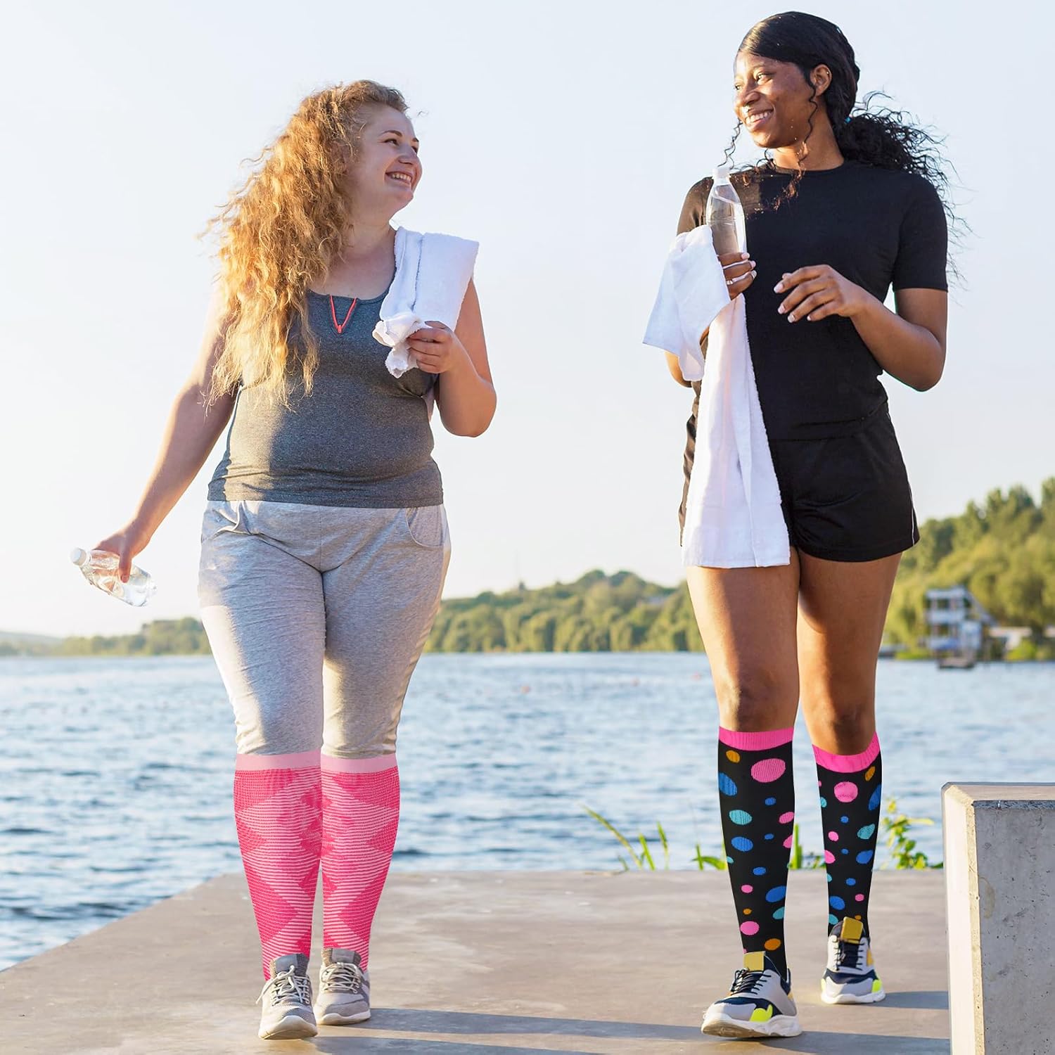 Open Toe Compression Socks for Women 3 pairs Toeless Sock Wide Calf Knee High Support Sock - Image 6