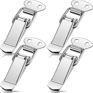 Hotop 4Pcs Latch Spring Loaded Toggle Latch Stainless Steel Catch Hasp Clamp Clip Lock for Tool Box Cabinet, Wooden Case, Jewelry Box, Chest