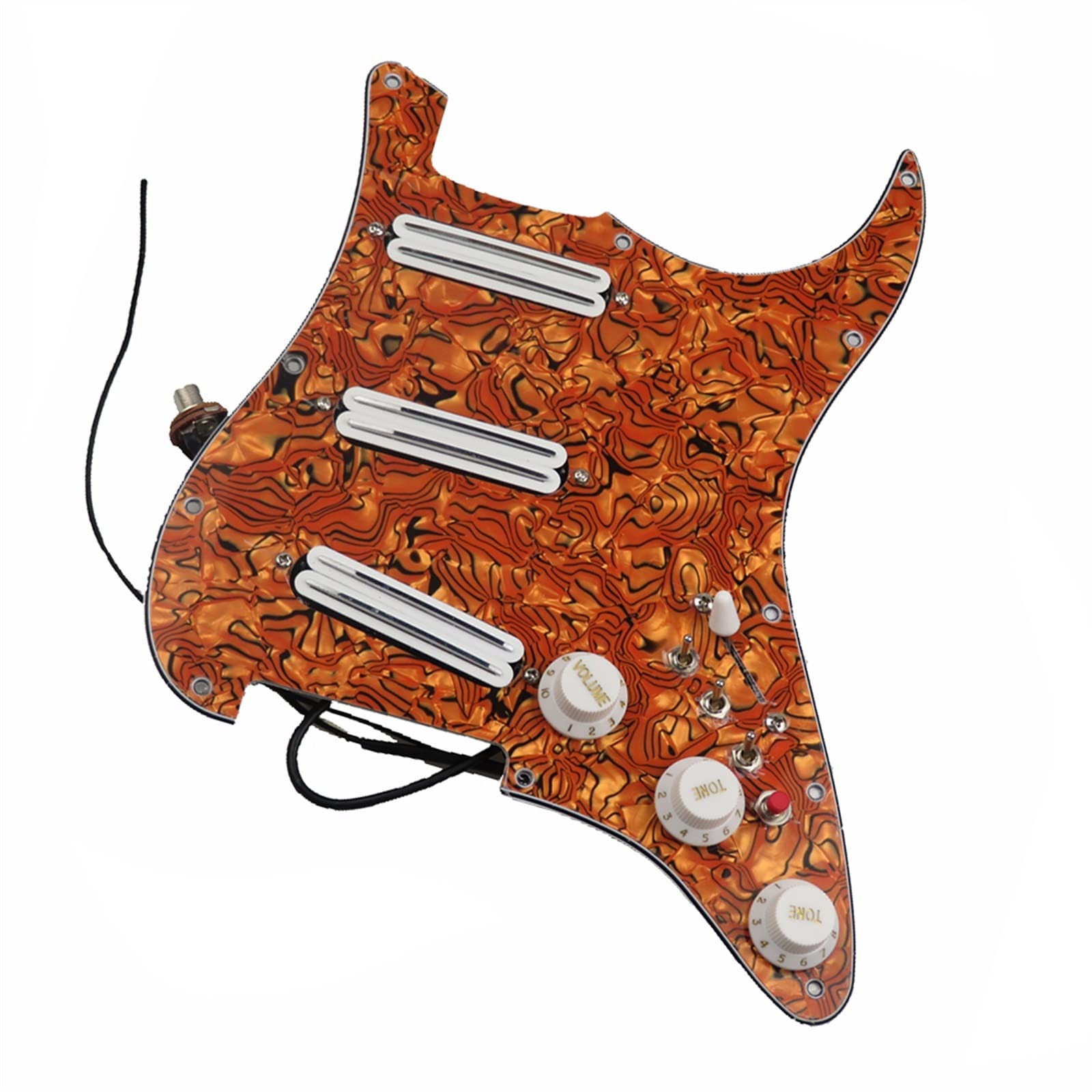 Pomarańczowa Maskownica Gitarowa Z Białym Przetwornikiem Podwójne Szyny Humbucker Pickup Wstępnie Okablowany Zestaw Pickguard Wstępnie Okablowana Pickguard