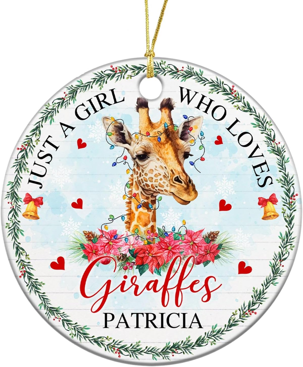 Custom Just A Girl Who Loves Giraffes Xmas Tree Ornament