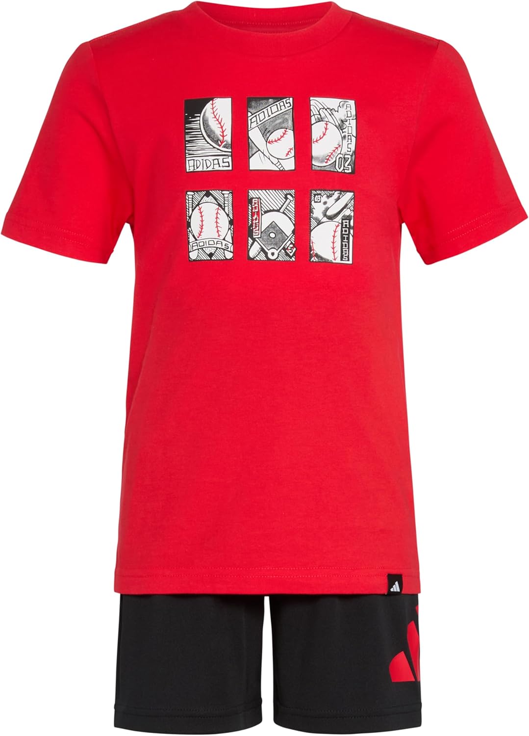 adidas boys Short Sleeve Cotton Tee Shirt and Logo Short Set - Image 2