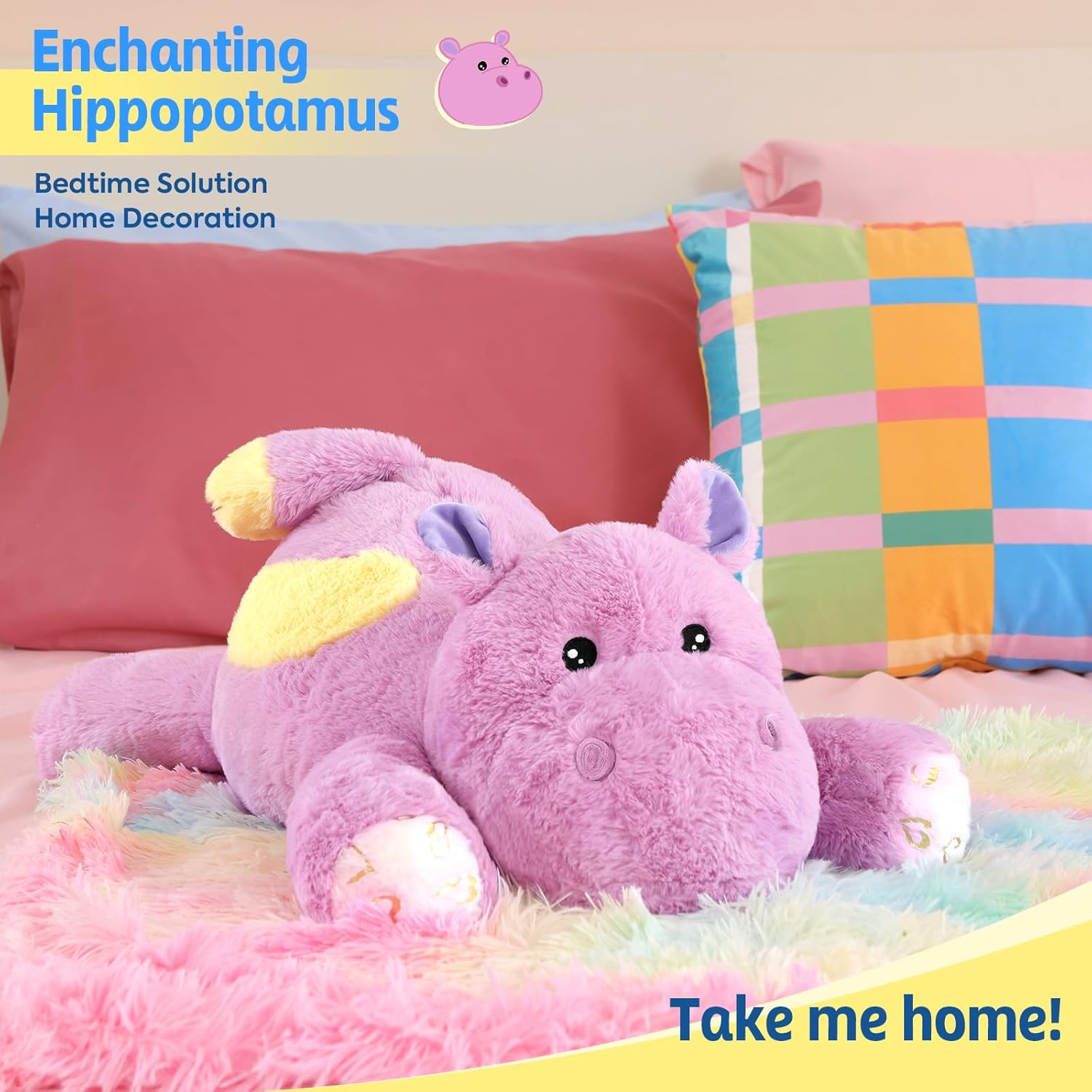 PEACH CAT 23.6 inch 5 lbs Hippo Weighted Stuffed Animals Large Hippopotamus Plushies Cute Plush Toys Gifts for Kids Adults