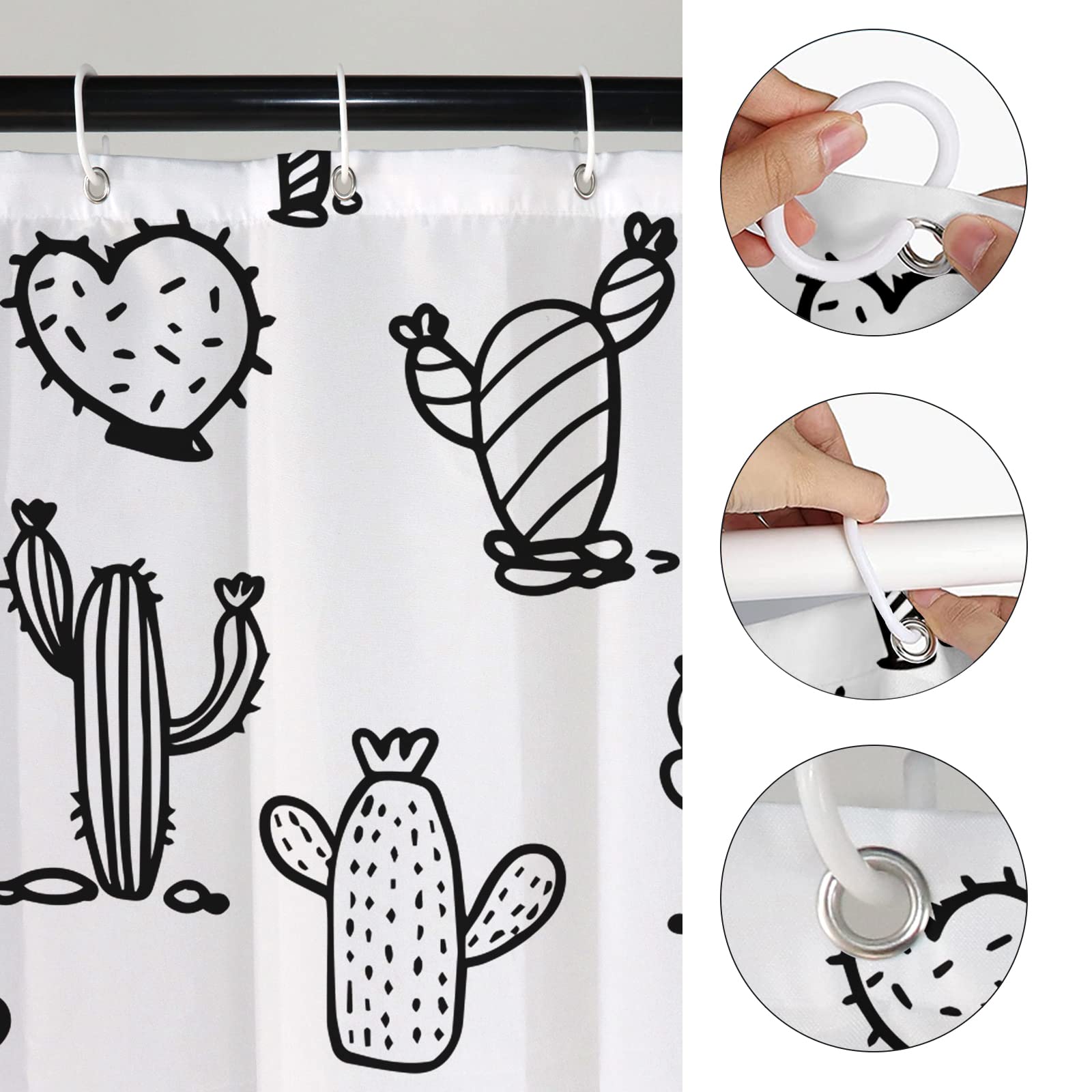 Rideau De Douche Cactus Coloré Bovlleetd - Motif Désert Dessin Animé 152x183cm