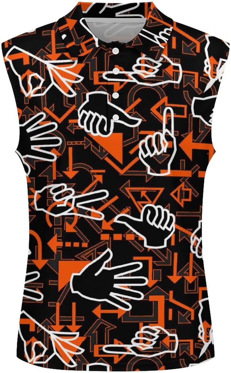 Hand Gestures and Arrow Pattern Women's Golf Shirt Sleeveless Polo Shirts Tank Tops Blouses Tennis T-Shirts Casual