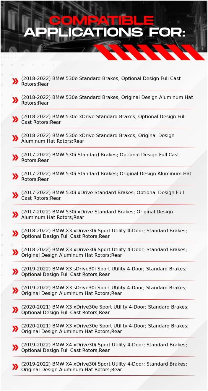 R1 Concepts Rear Brake Kit Fits 2017-2023 BMW 530i; 2017-2023 BMW 530i xDrive; 2018-2023 BMW 530e; 2018-2023 BMW 530e xDrive|Drilled Slotted Brake Rotors| Ceramic Brake Pads and Rotors Kit| Hardware