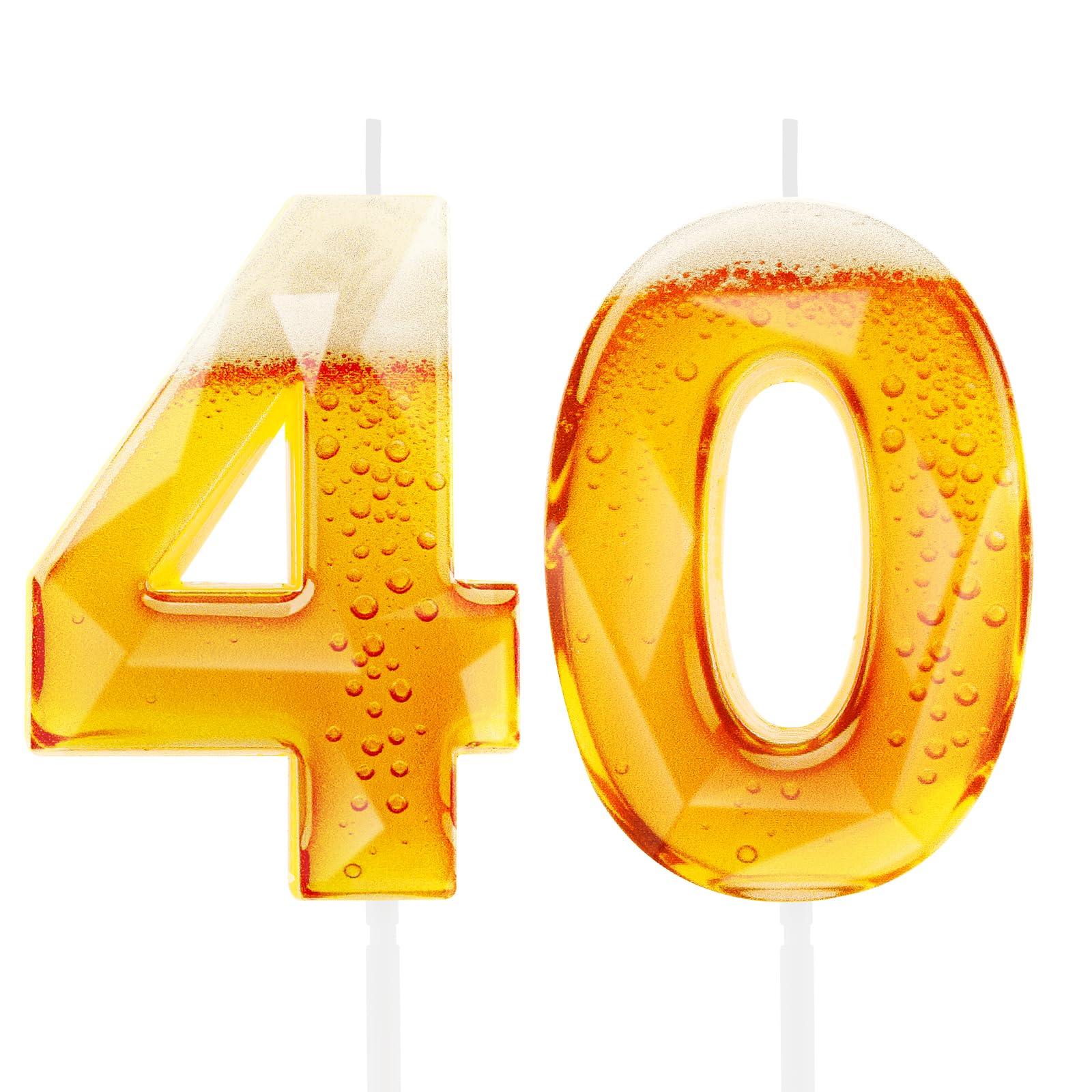 Funny Beer Themed Birthday Candles for Men, 40th Birthday Cake Topper Decorations for Beer Lovers, Novelty Design Party Supplies for 40 Year Old Dad Husband Grandpa