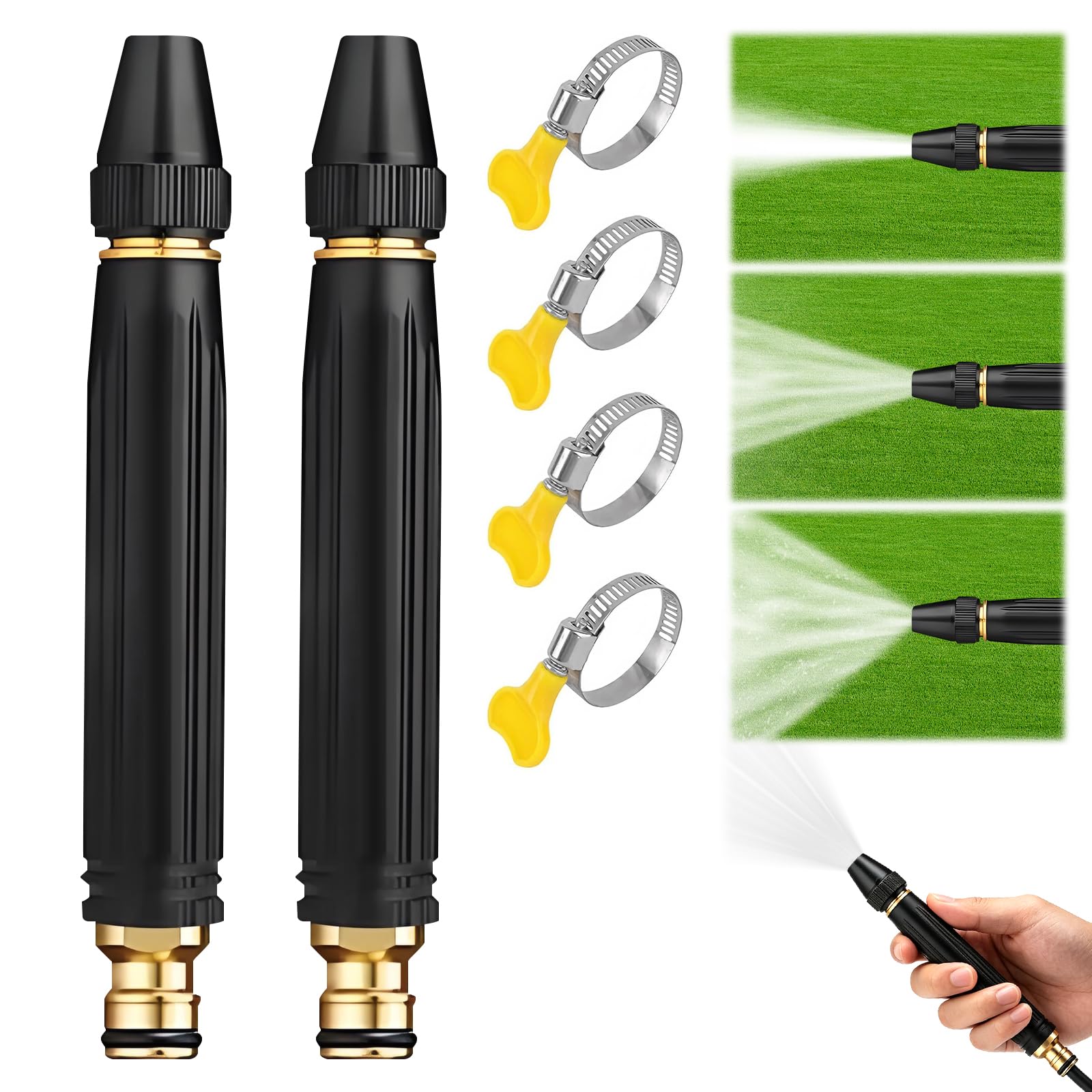 Photo 1 of 2026 Upgrade Heavy Duty High Pressure Hose Nozzle - Adjustable Booster Home High Pressure Car Wash Water Gun with Booster Nozzle, Portable Water Hose Nozzle Lawn, Garden, and Plant Watering (2pcs)