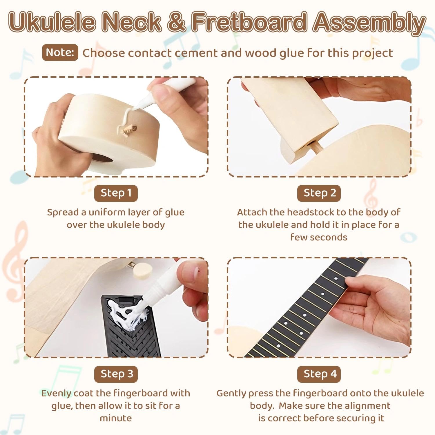 Kit De Ukulélé à Monter Soi-même, 21 Pouces, 4 Cordes, Matériel En Bois De Tilleul, Construisez Votre Propre Ukulélé Non Peint Pour Enfants, Amis Et Famille