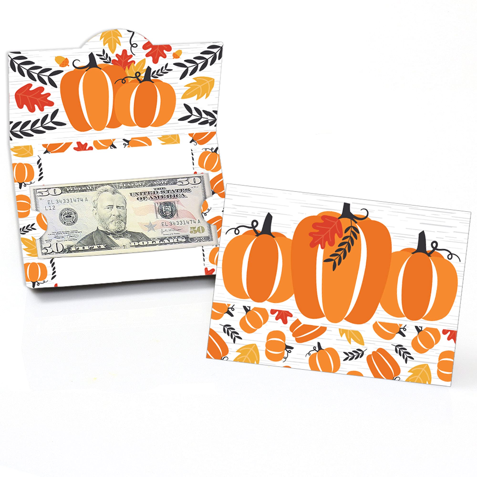 Big Dot Of Happiness Kürbis Geschenkkartenhalter – 8 Stück + Umschläge | Für Halloween, Herbst & Thanksgiving, Doppelseitig Bedruckt