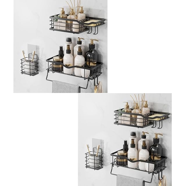 AMADA HOMEFURNISHING 6-Pack Shower Caddy Black