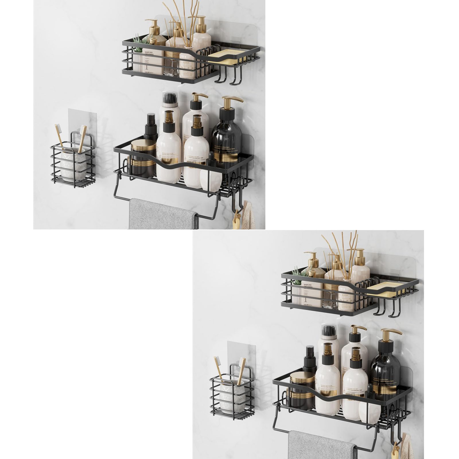 AMADA HOMEFURNISHING 6-Pack Shower Caddy Black