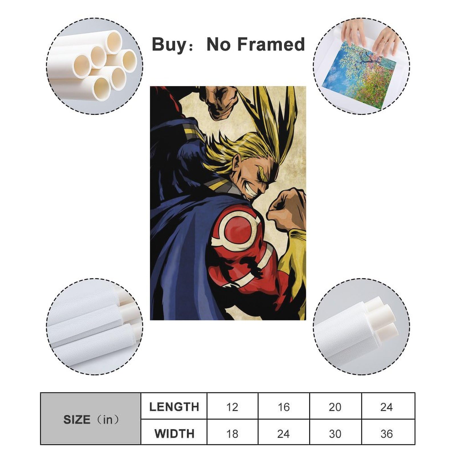 Amazon.co.jp: オールマイトポーズ漫画アニメポスター1 キャンバス