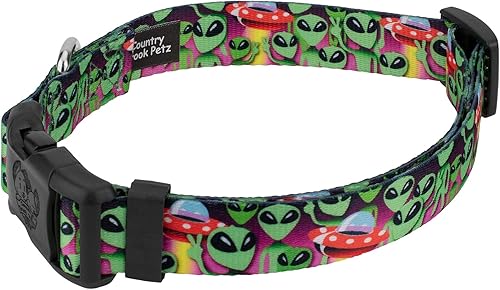 Miniatura 3 de Country Brook Petz - Collar de perro Deluxe Space Aliens - Colección Geek Chic con diseños para cualquier mega fan (12 pulgada, extra pequeño)