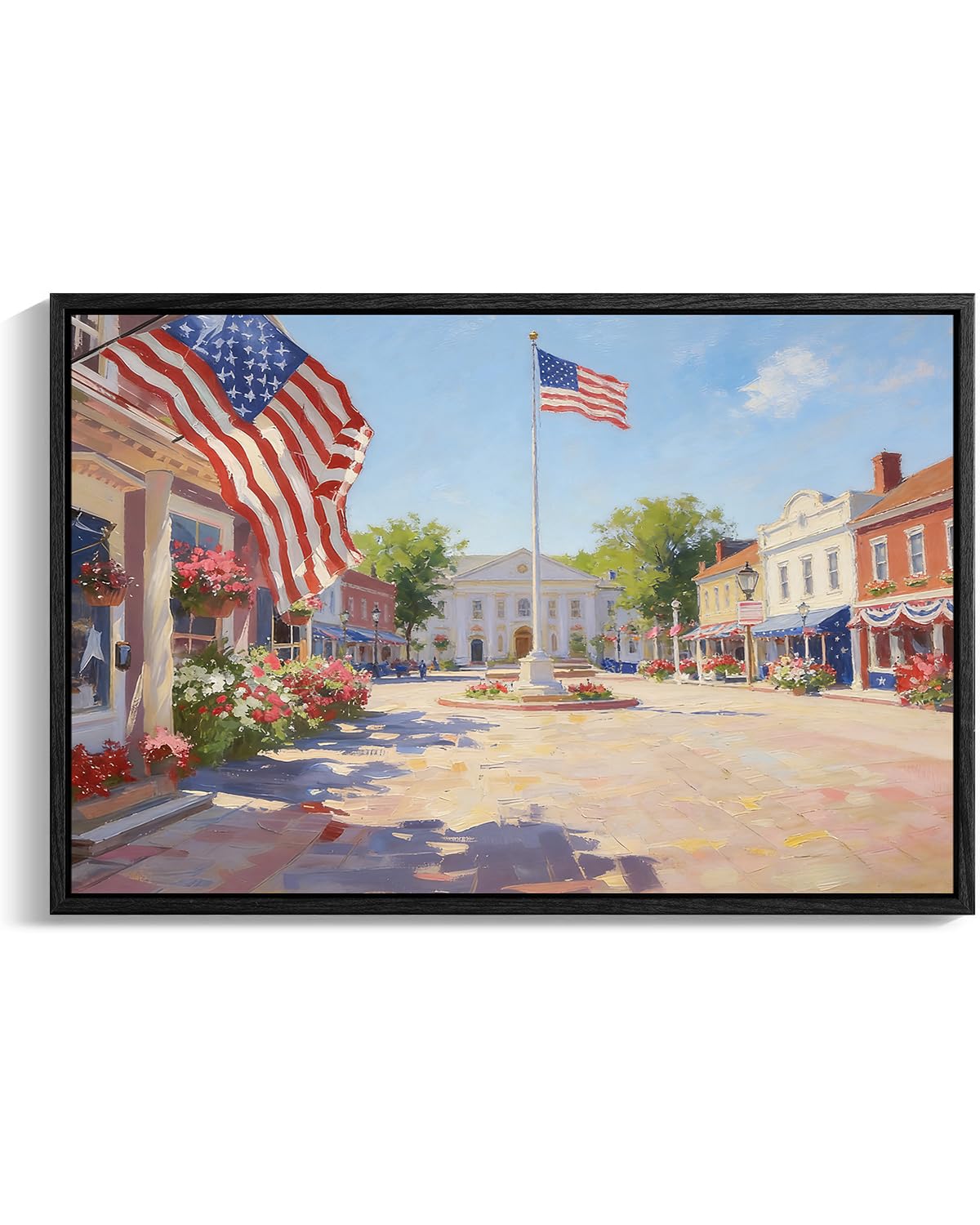 American Flag Framed Canvas Wall Art, 4th of July Canvas Prints
