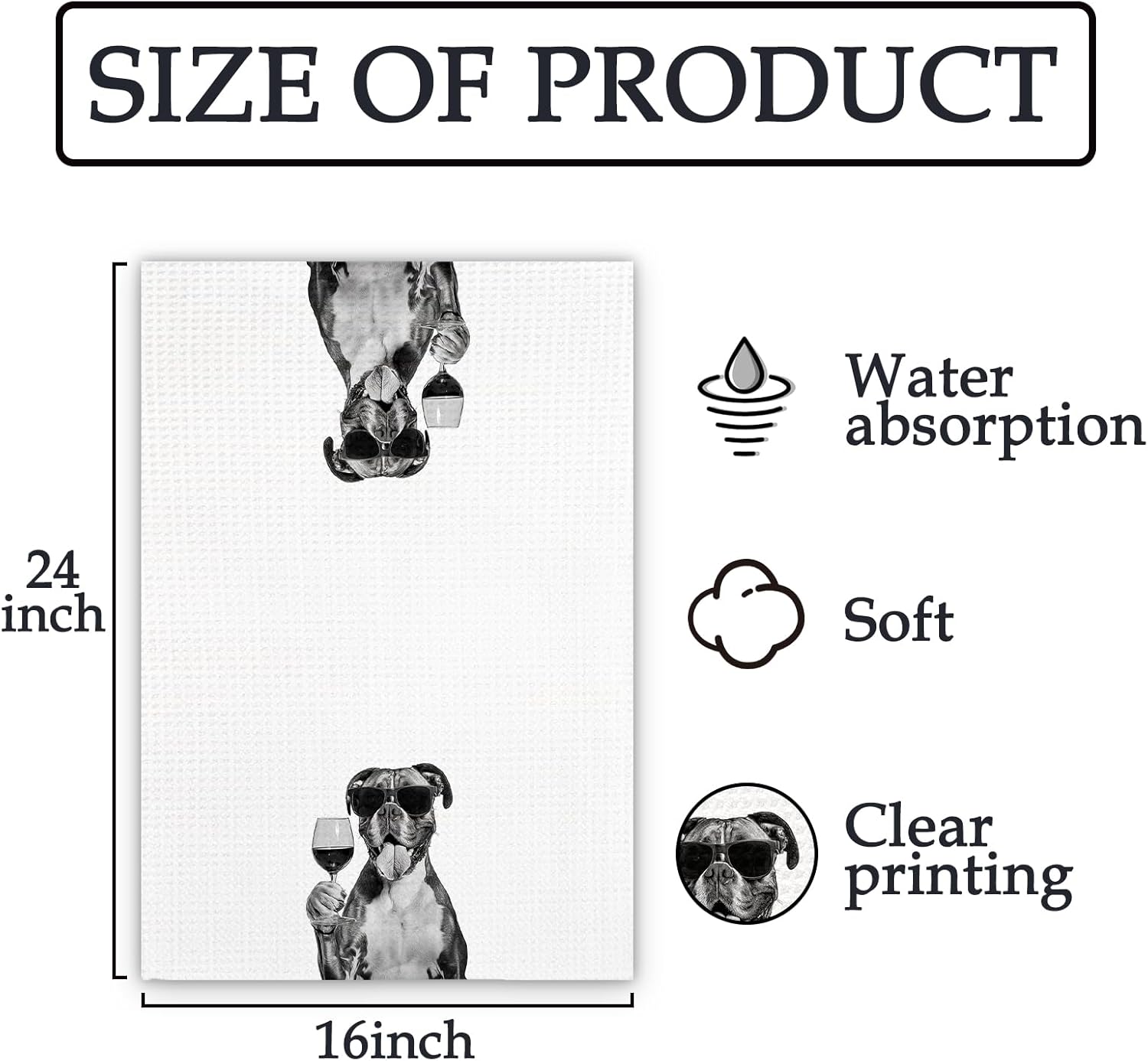 Boxer Dog Gifts Wine Kitchen Towels, Gifts for Boxer Dog Wine Lovers Decorative Hand Dish Tea Towel for Kitchen Home Bar, Funny BoxerDog Owners Home Bar Decor(16x24In) - Image 7