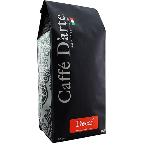 Caffe D'arte Café en grano entero descafeinado, 12 onzas