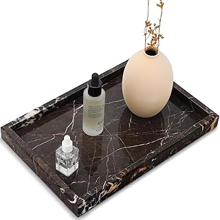 Real Natural Marble Tray for Bathroom, Vanity, Kitchen Counter & Desktop