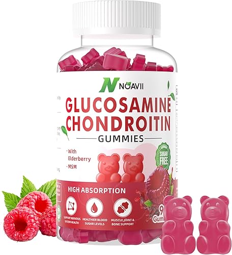 NOAVII Gomitas de condroitina de glucosamina con MSM y saúco extra fuerte, apoyo articular, suplemento antioxidante de apoyo inmunológico para