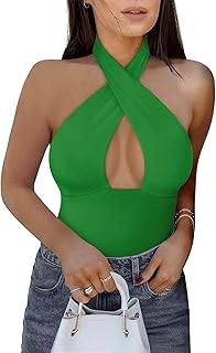 Body sexy entrecruzado halter sin mangas para mujer