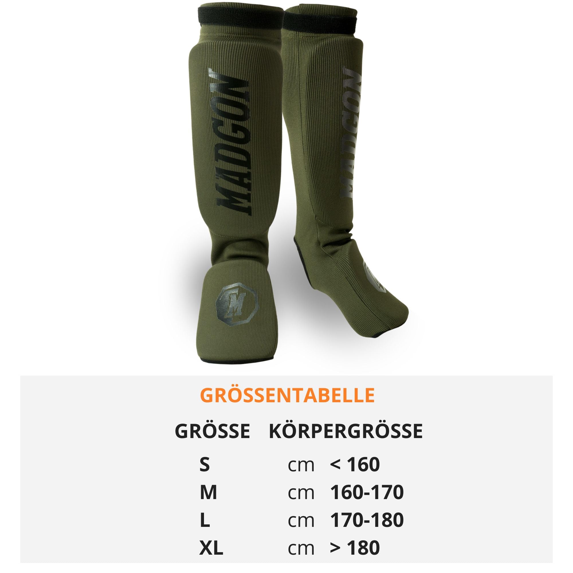 MADGON Schienbeinschoner mit perfektem Sitz und idealer Polsterung! Schienbein-Schutz mit geringer Schweißentwicklung. Beinschützer aus Stoff für Kampfsport, MMA, Kickboxen - 1 Paar inkl. Beutel!